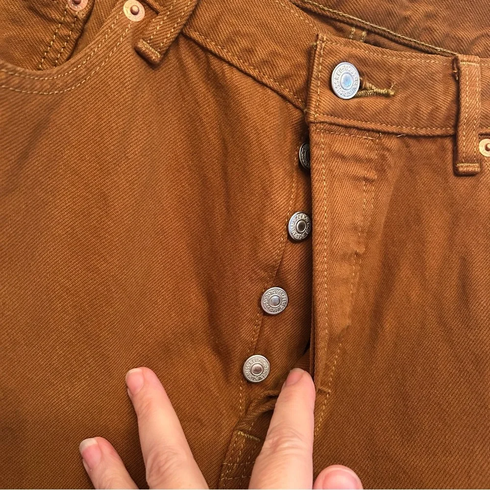 Levis 501 Jeans Original Button Fly Color Mustard Brown Size 36x32 or 33x32 🆕 - Picture 8 of 11